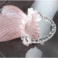 Purse Vase for Flowers (Handmade), Glass Purse Vase, Handbag Shape Vases, Blown Pink Flower for Basket, Unique Flower with Handles, Cute Flowers Vases Quick Pick Grocers