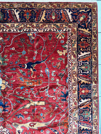 Hand-Knotted Afghani Bidjar Wool Rug – 9’x12’6” – Intricate Geometric & Floral Motifs