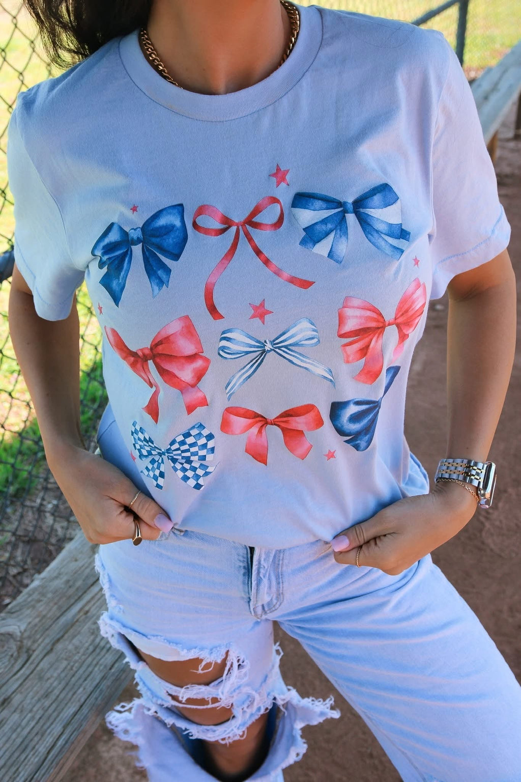 Blue and Red Bows Tee ShopCottonBelles