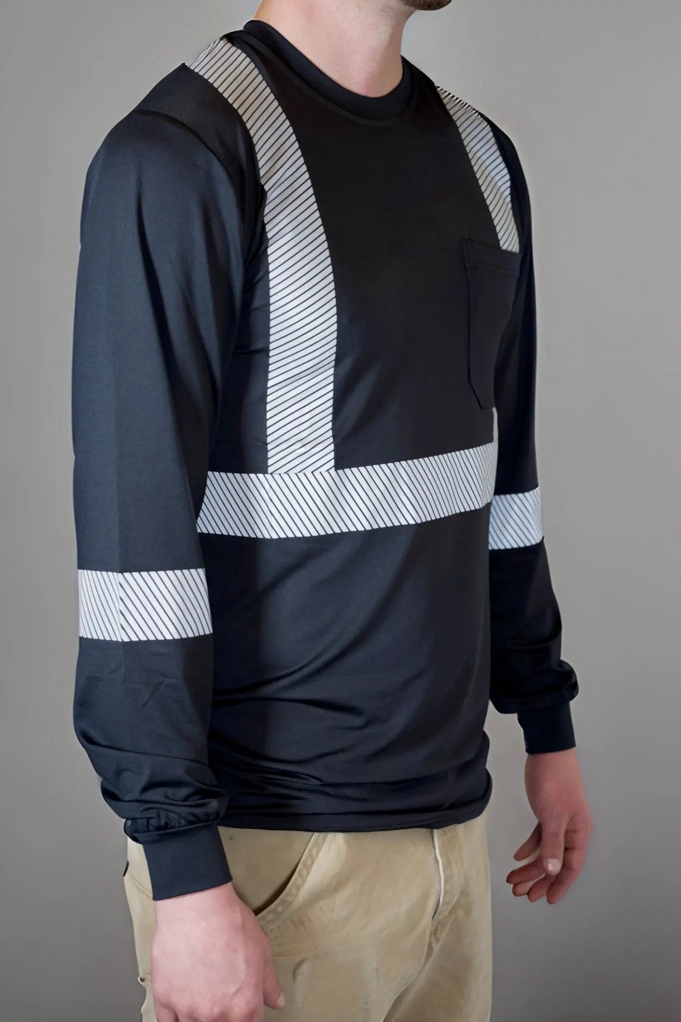 Non FR Hi-Vis Long Sleeve Shirt - Black Static FR