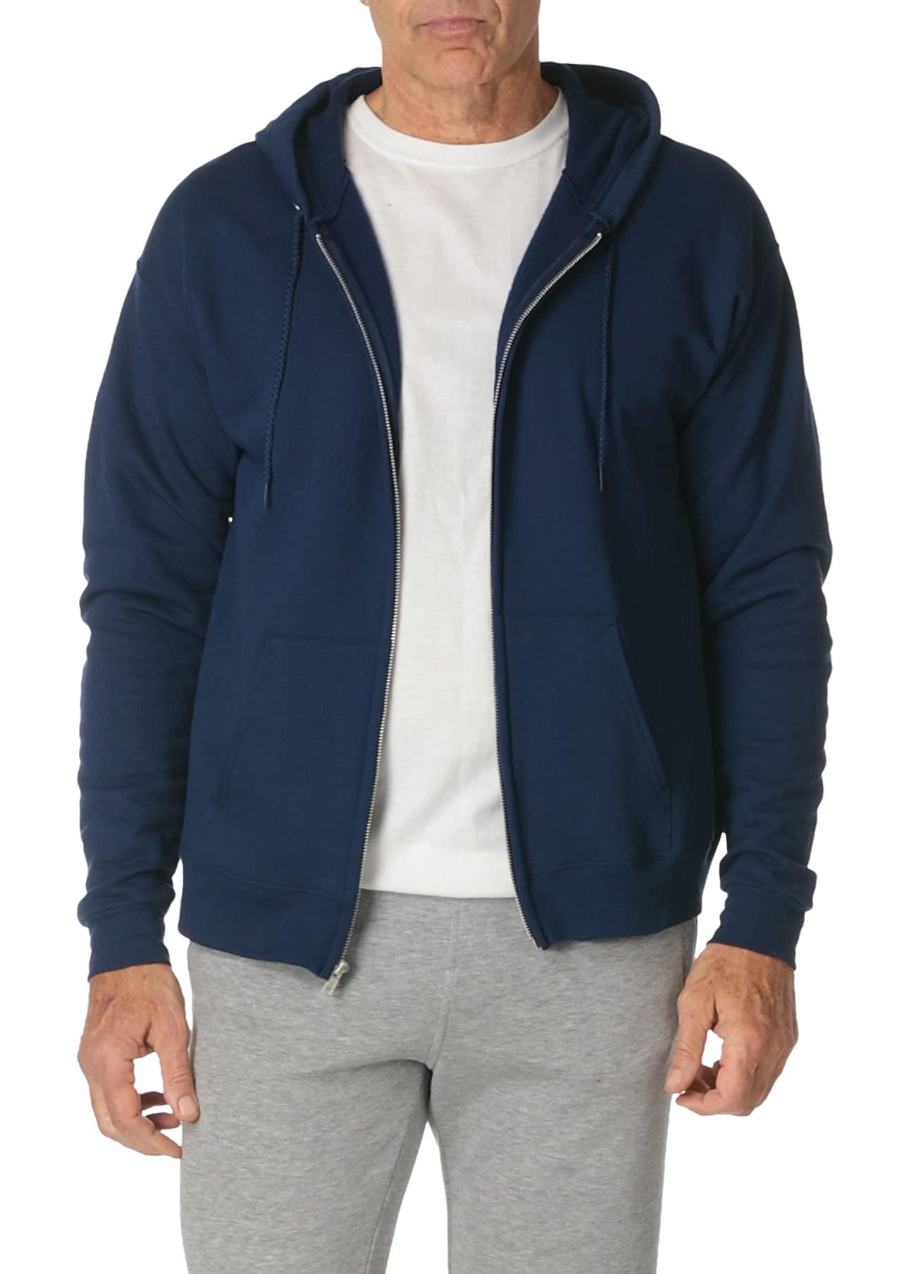 Hanes Men's Full-Zip Eco-Smart Hoodie, Light Blue, XX-Large Econic Blanks