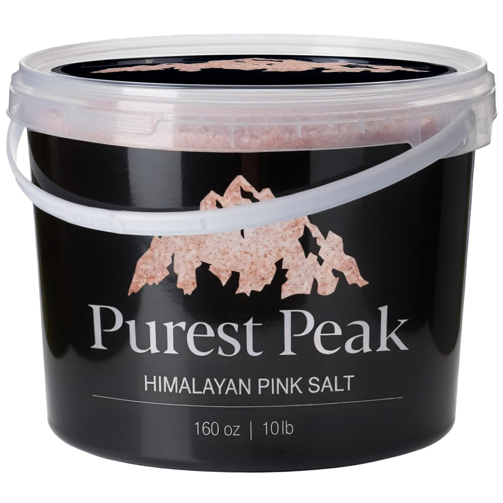 Purest Peak Fine Grain Himalayan Pink Salt, 10 LBS Bucket – Pure Gourmet Food Grade Chef Salt, Fine Grain Sea Salt, Natural Rock Salt, Kosher, Vegan, and Gluten Free Quick Pick Grocers