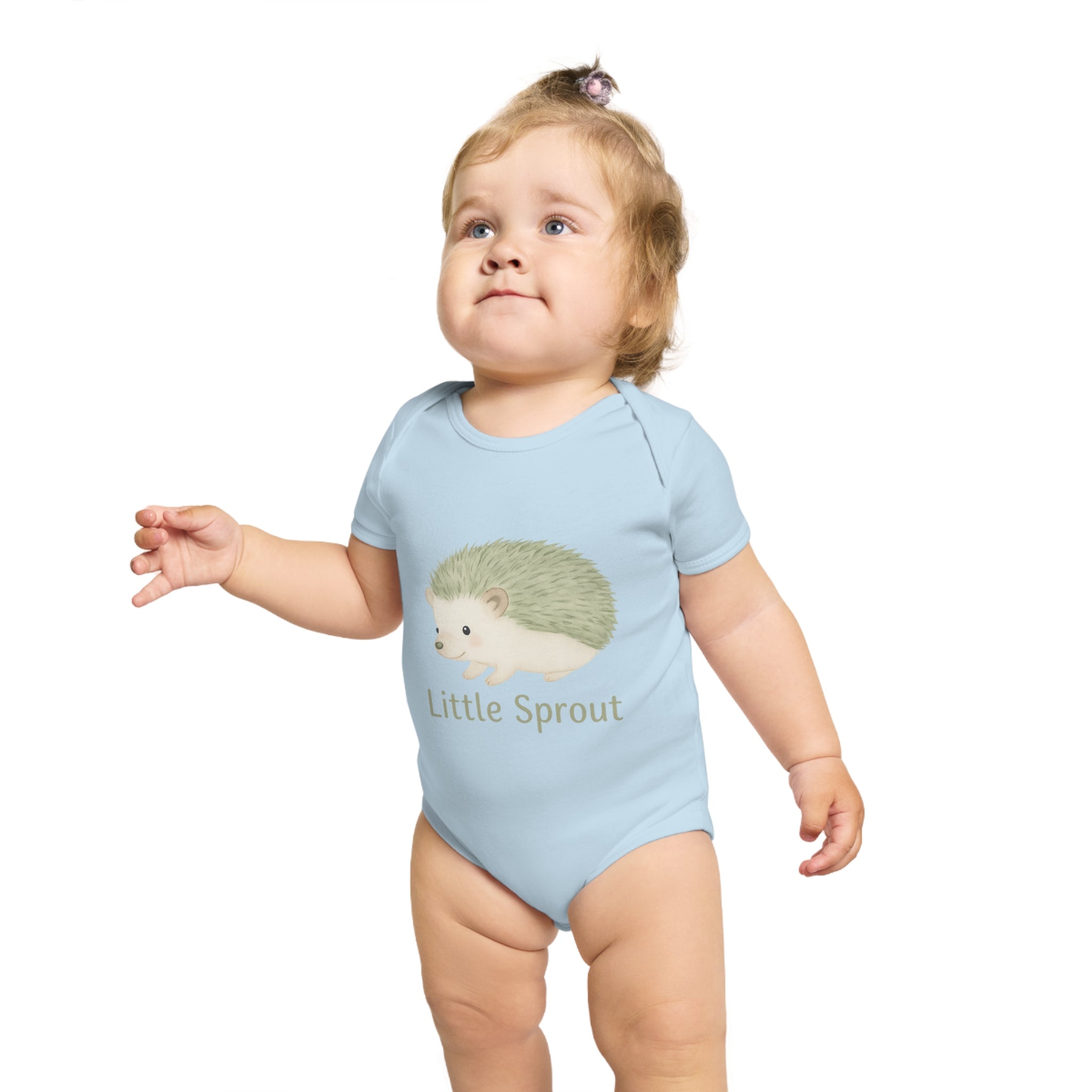 Hedgehog Short Sleeve Baby Bodysuit 'Little Sprout' Organic Cotton Gift for New Parents Printify