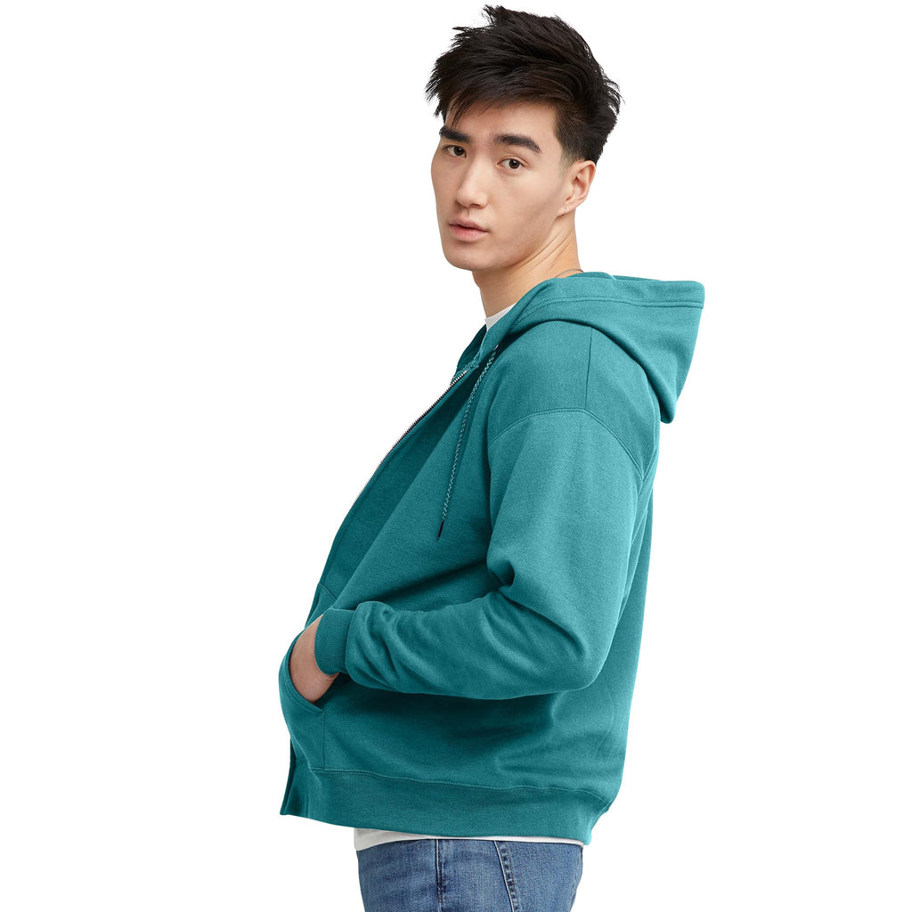 Hanes Men's Full-Zip Eco-Smart Hoodie, Light Blue, XX-Large Econic Blanks