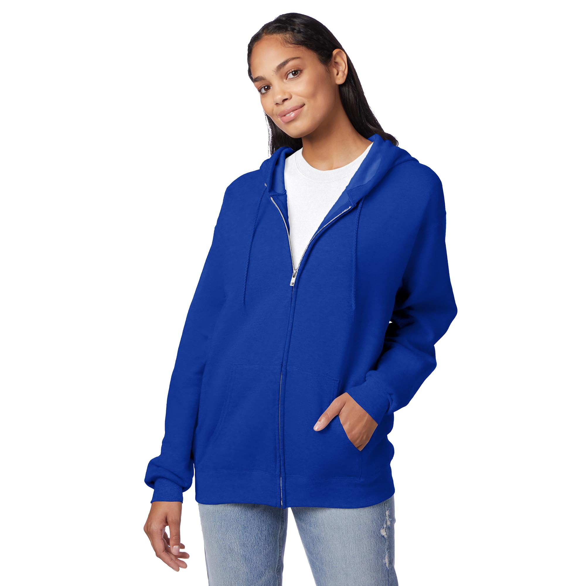 Hanes Men's Full-Zip Eco-Smart Hoodie, Light Blue, XX-Large Econic Blanks