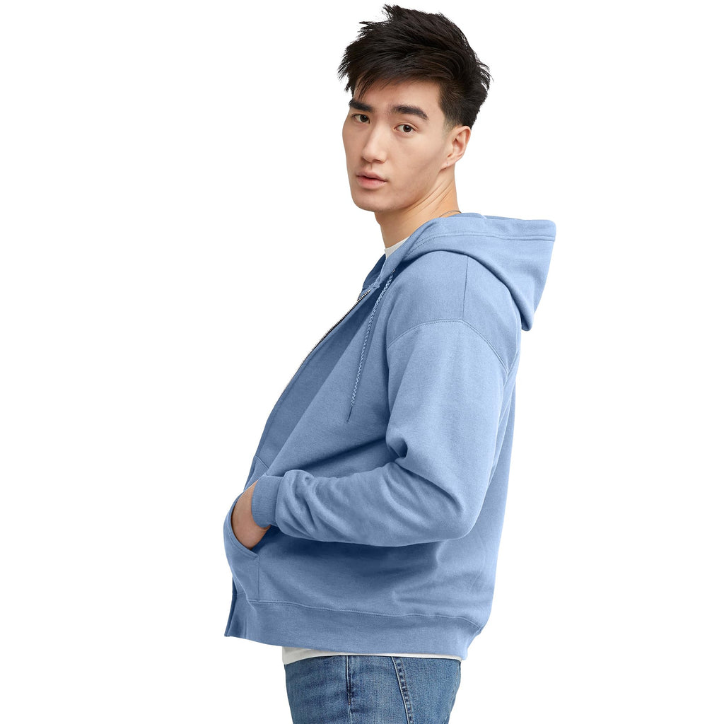 Hanes Men's Full-Zip Eco-Smart Hoodie, Light Blue, XX-Large Econic Blanks