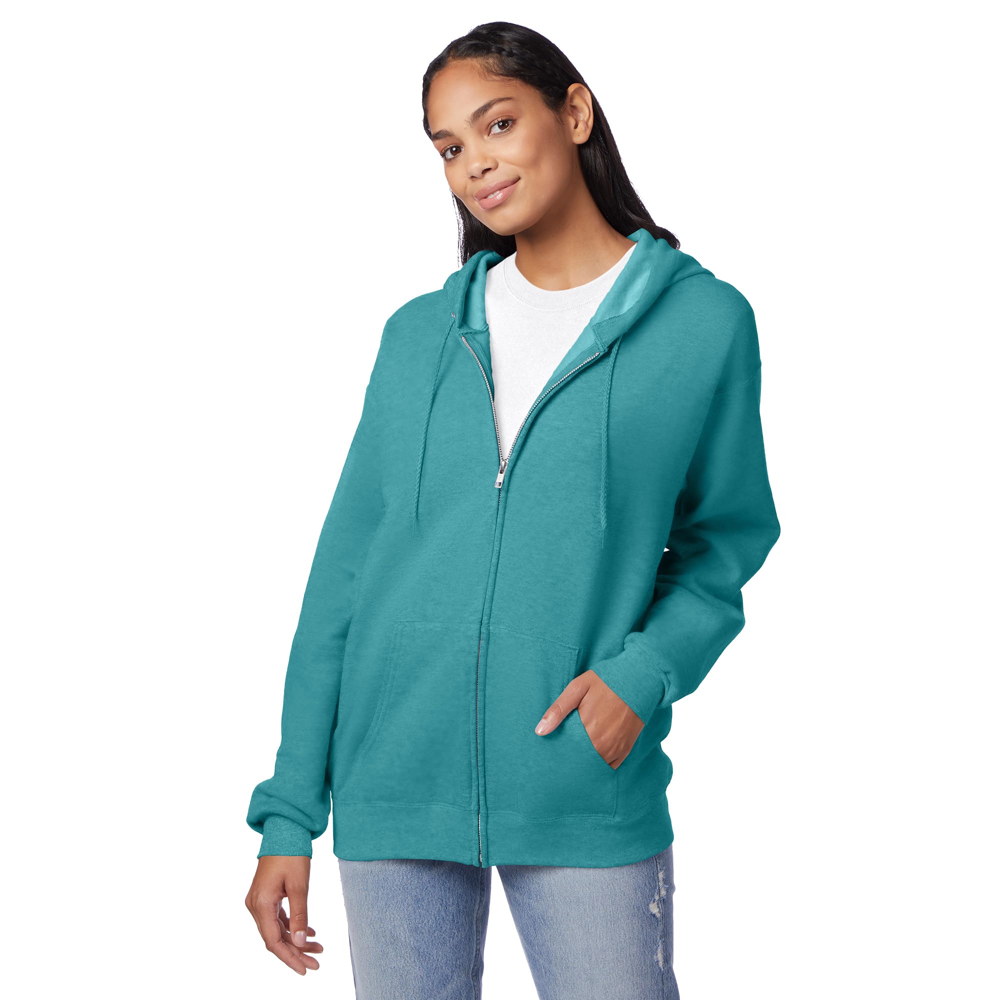 Hanes Men's Full-Zip Eco-Smart Hoodie, Light Blue, XX-Large Econic Blanks
