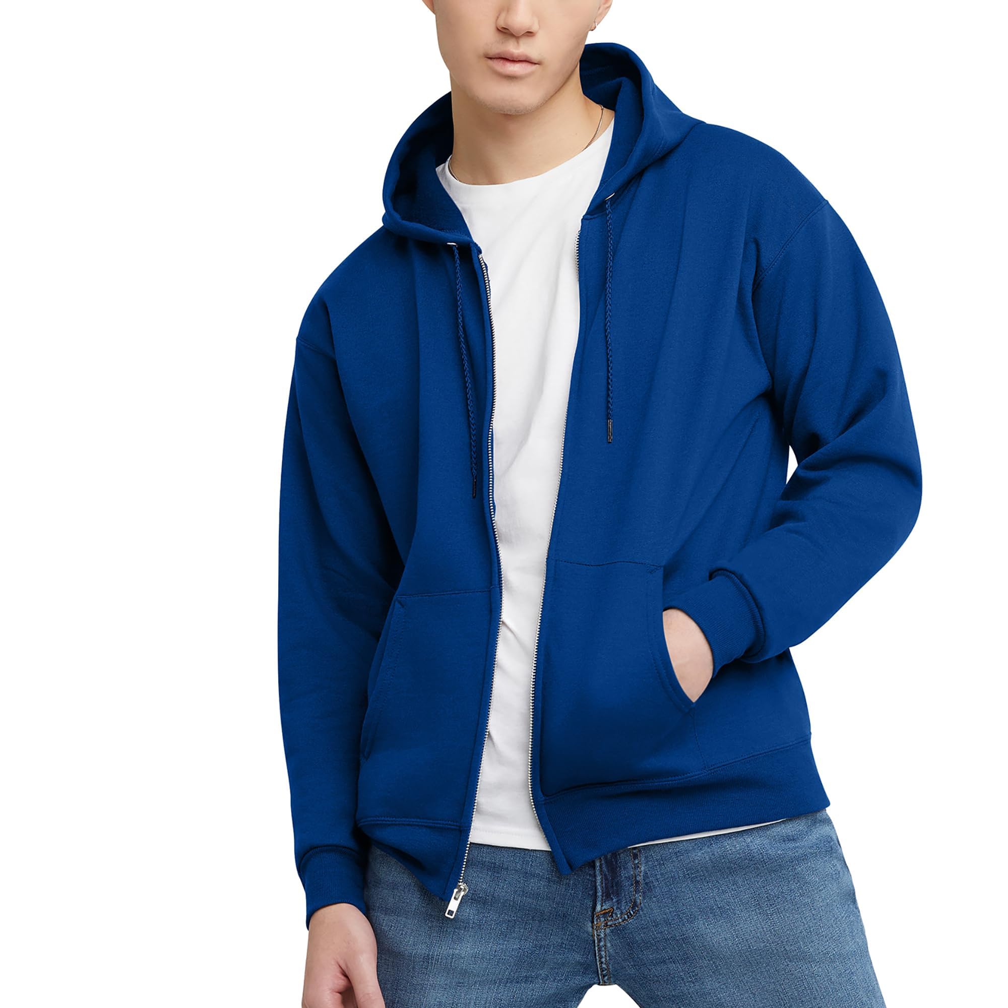 Hanes Men's Full-Zip Eco-Smart Hoodie, Light Blue, XX-Large Econic Blanks