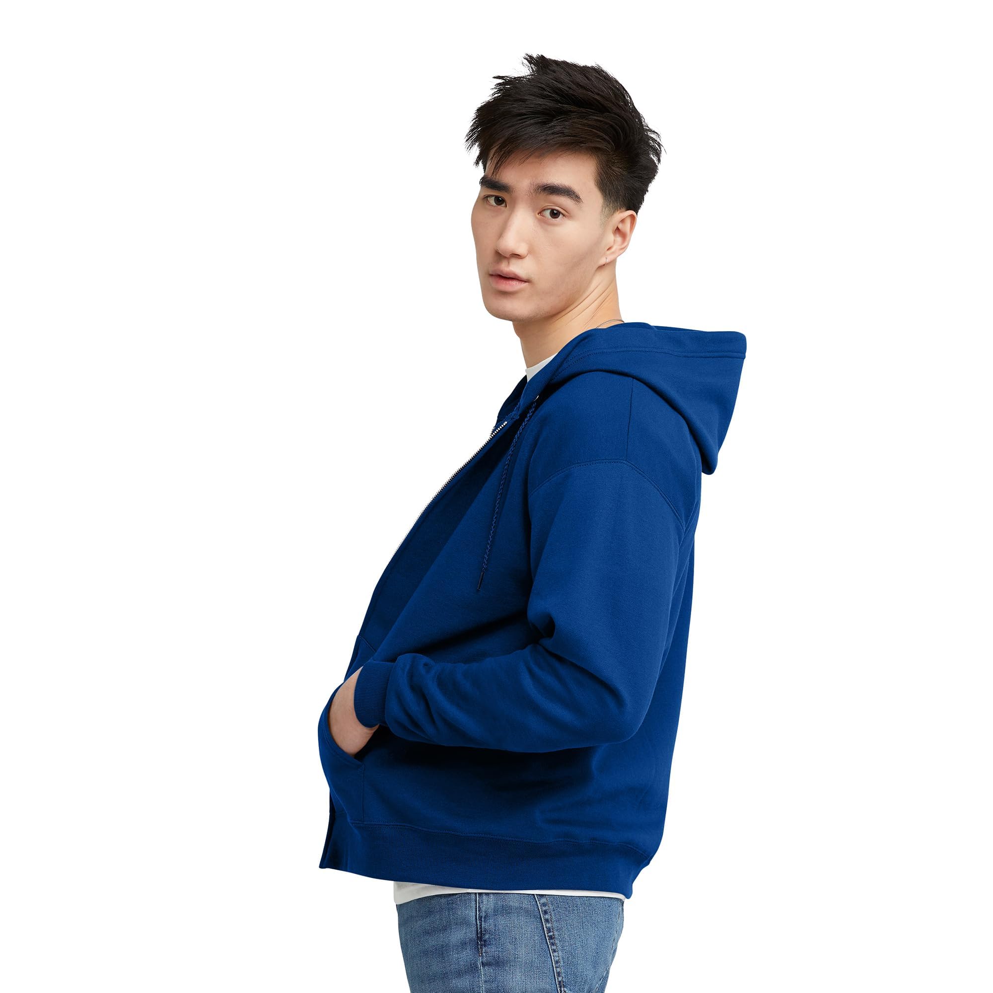 Hanes Men's Full-Zip Eco-Smart Hoodie, Light Blue, XX-Large Econic Blanks