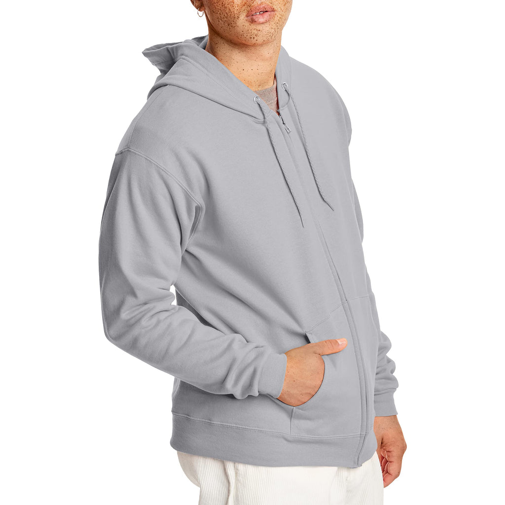Hanes Men's Full-Zip Eco-Smart Hoodie, Light Blue, XX-Large Econic Blanks