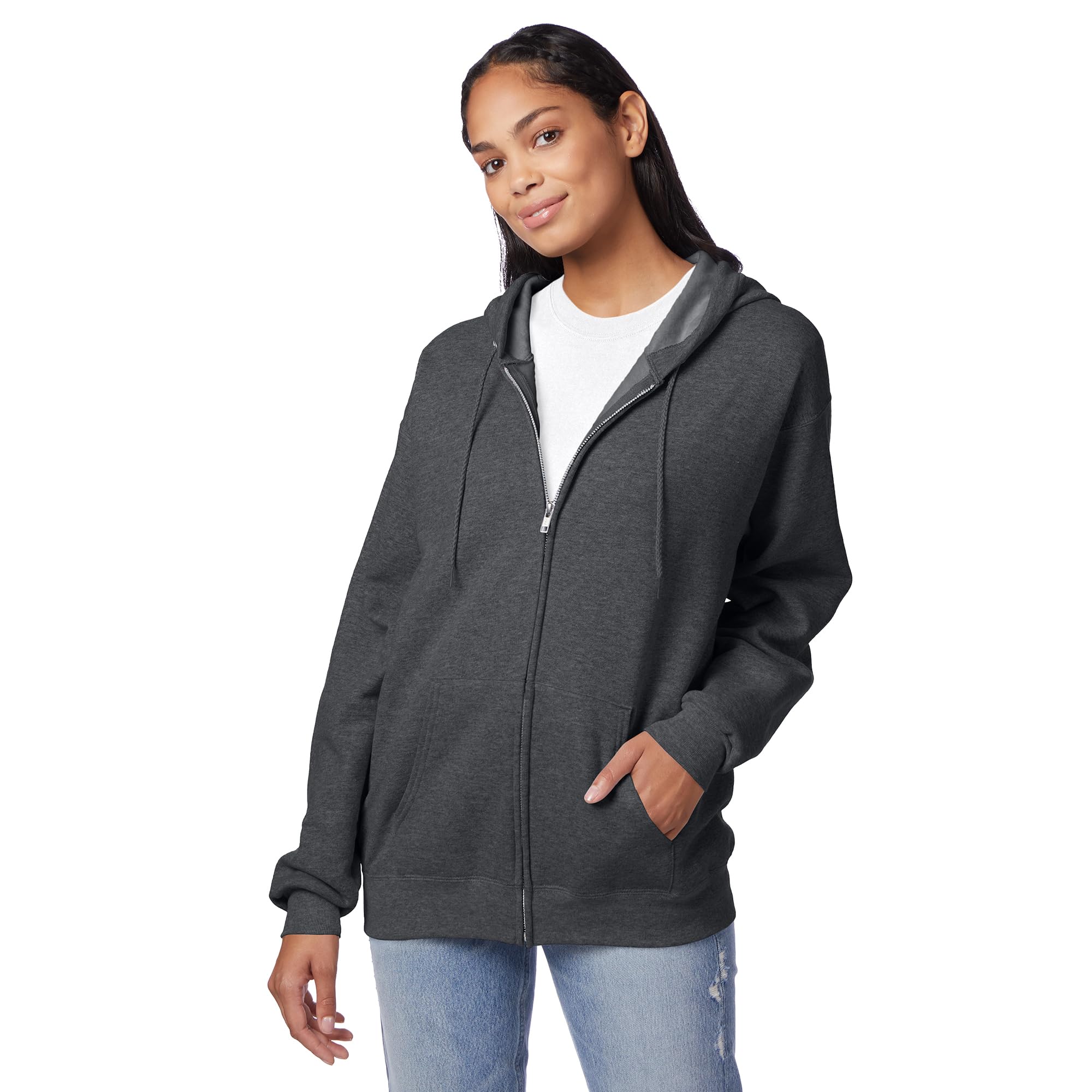 Hanes Men's Full-Zip Eco-Smart Hoodie, Light Blue, XX-Large Econic Blanks