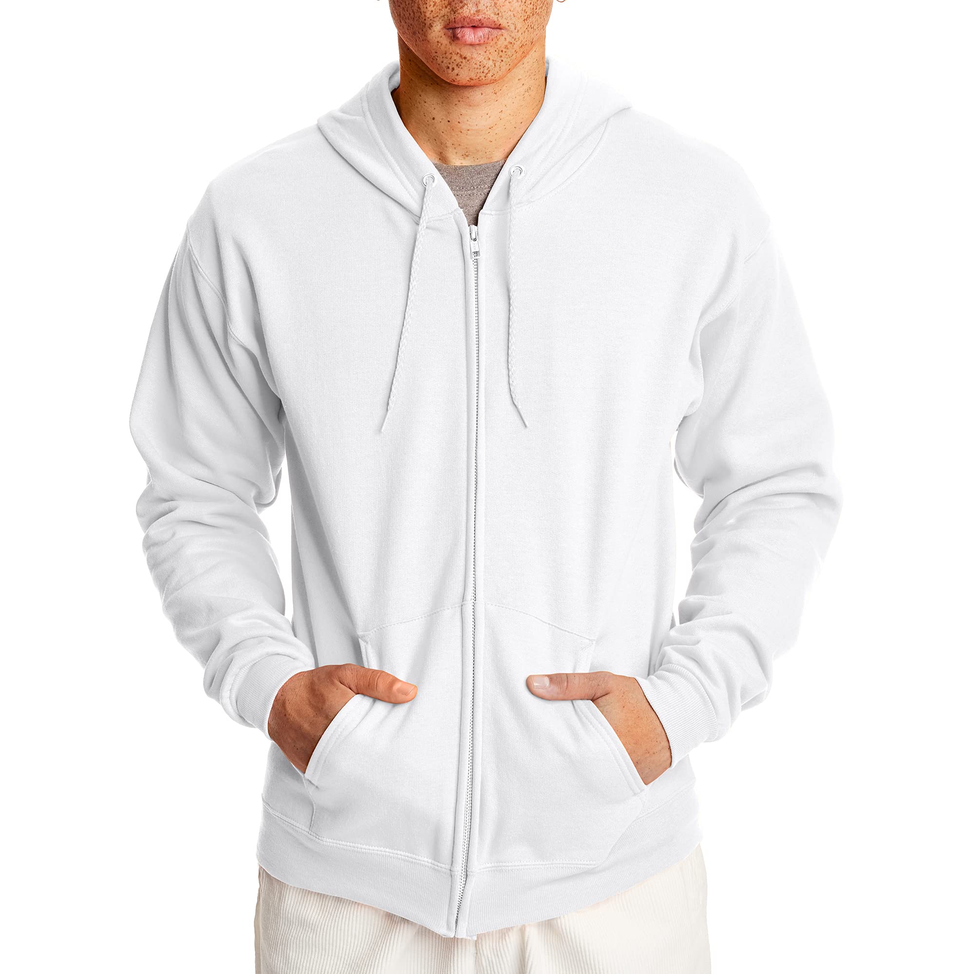 Hanes Men's Full-Zip Eco-Smart Hoodie, Light Blue, XX-Large Econic Blanks