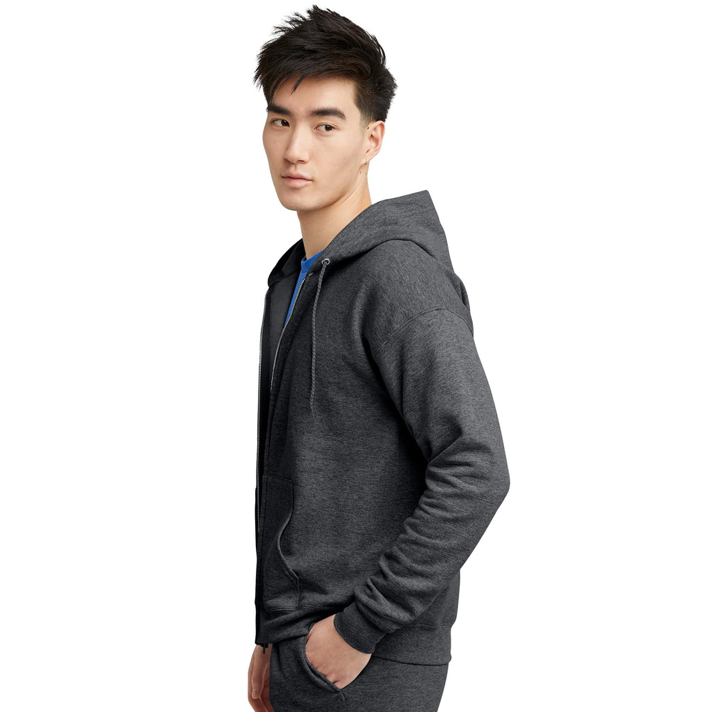Hanes Men's Full-Zip Eco-Smart Hoodie, Light Blue, XX-Large Econic Blanks