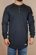 FR 3-Button Henley Shirt - Black Static FR