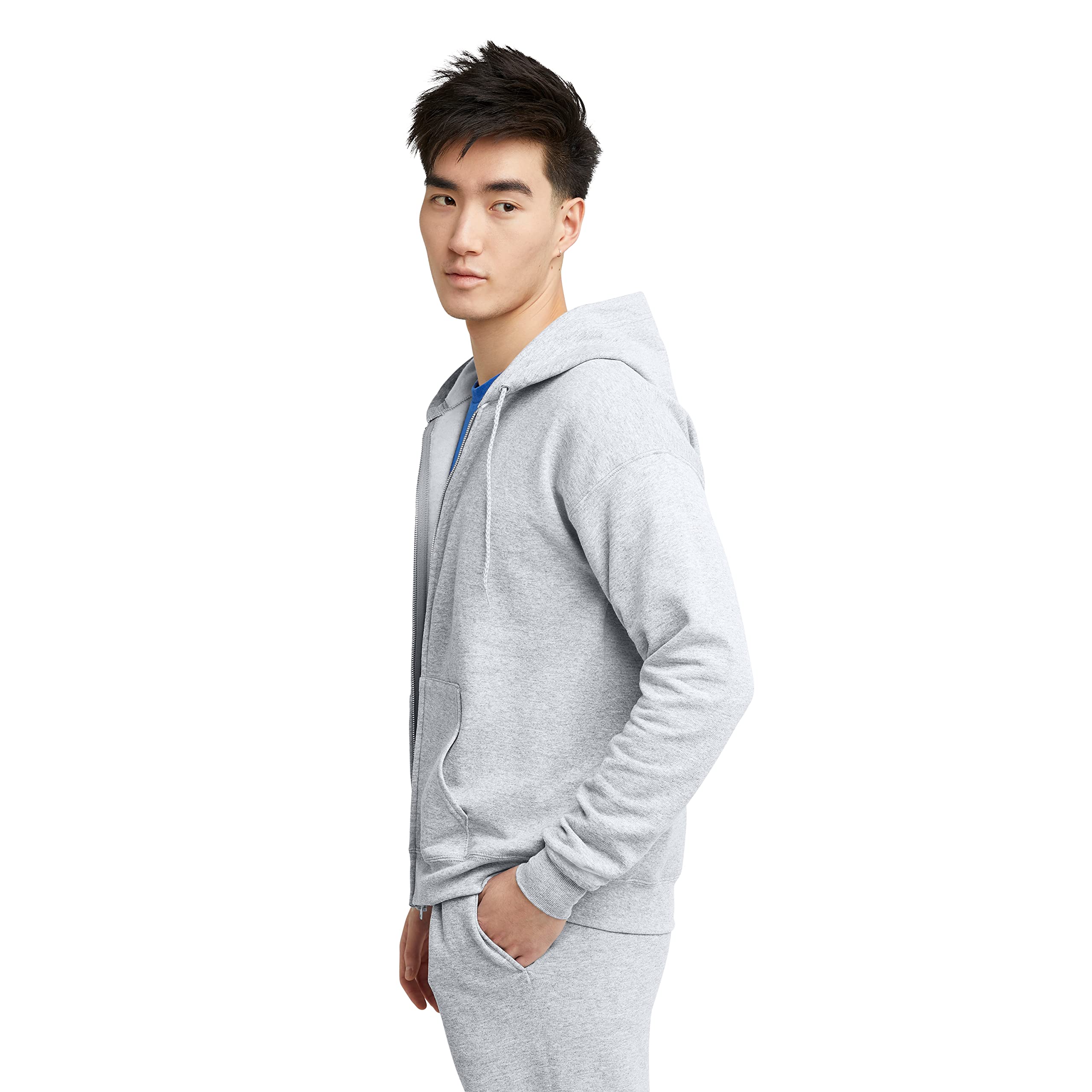 Hanes Men's Full-Zip Eco-Smart Hoodie, Light Blue, XX-Large Econic Blanks