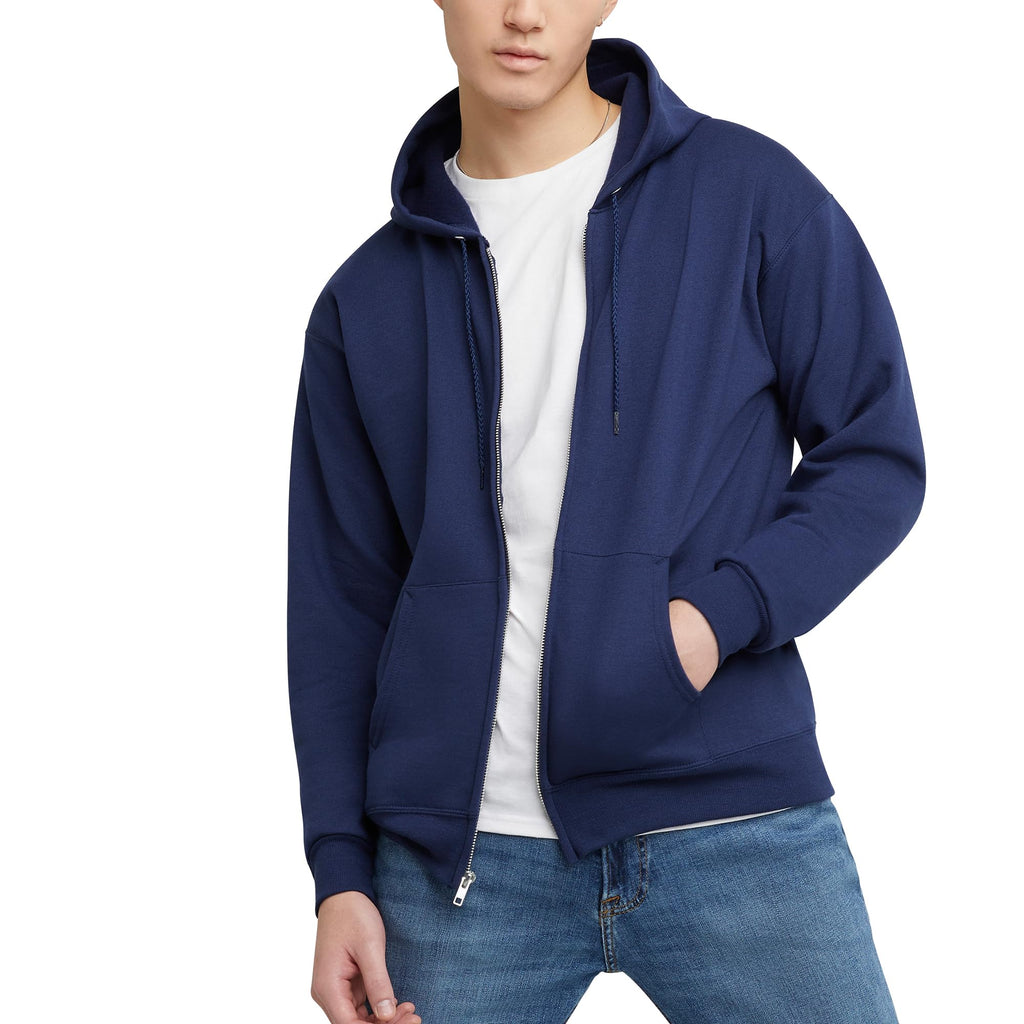Hanes Men's Full-Zip Eco-Smart Hoodie, Light Blue, XX-Large Econic Blanks
