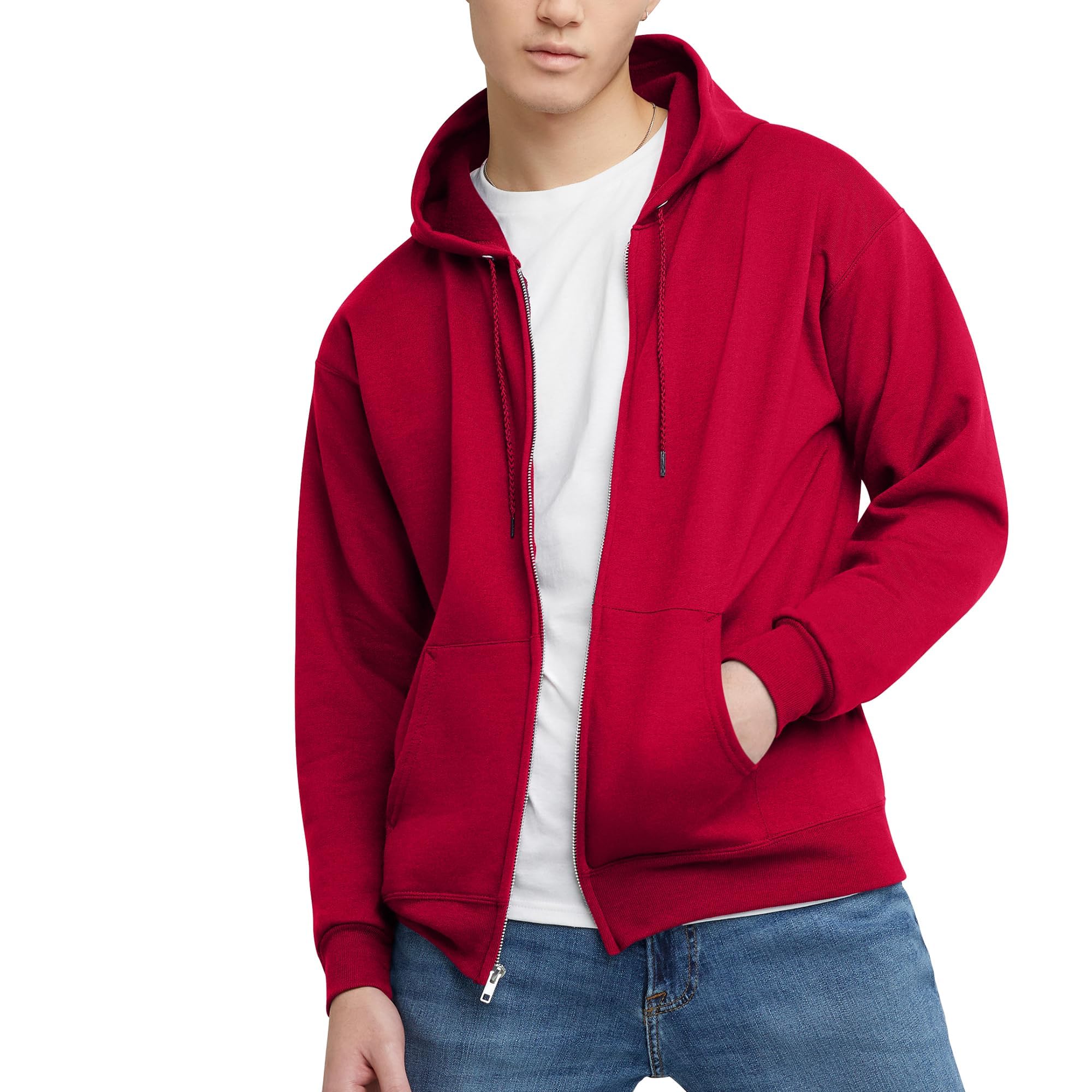 Hanes Men's Full-Zip Eco-Smart Hoodie, Light Blue, XX-Large Econic Blanks