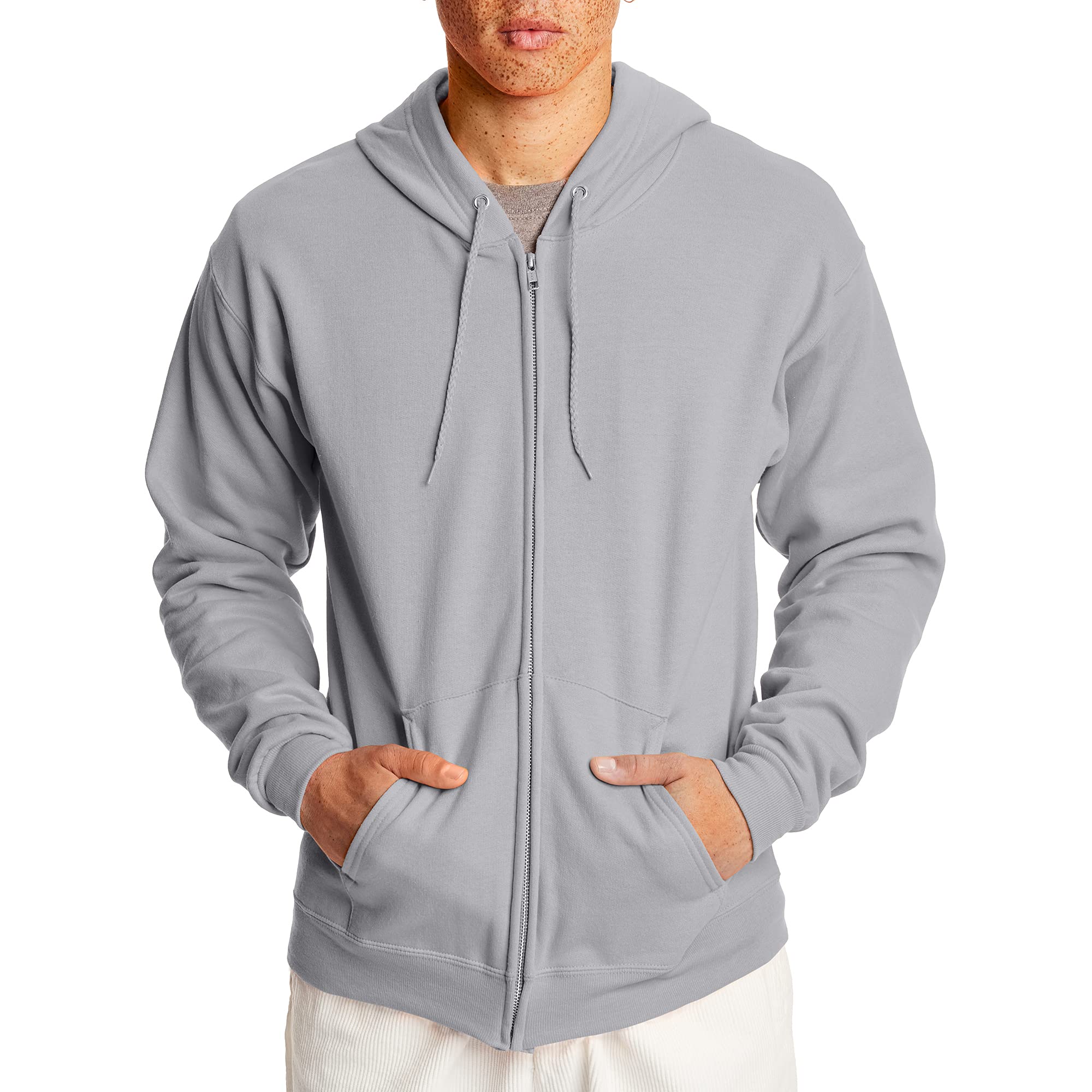 Hanes Men's Full-Zip Eco-Smart Hoodie, Light Blue, XX-Large Econic Blanks