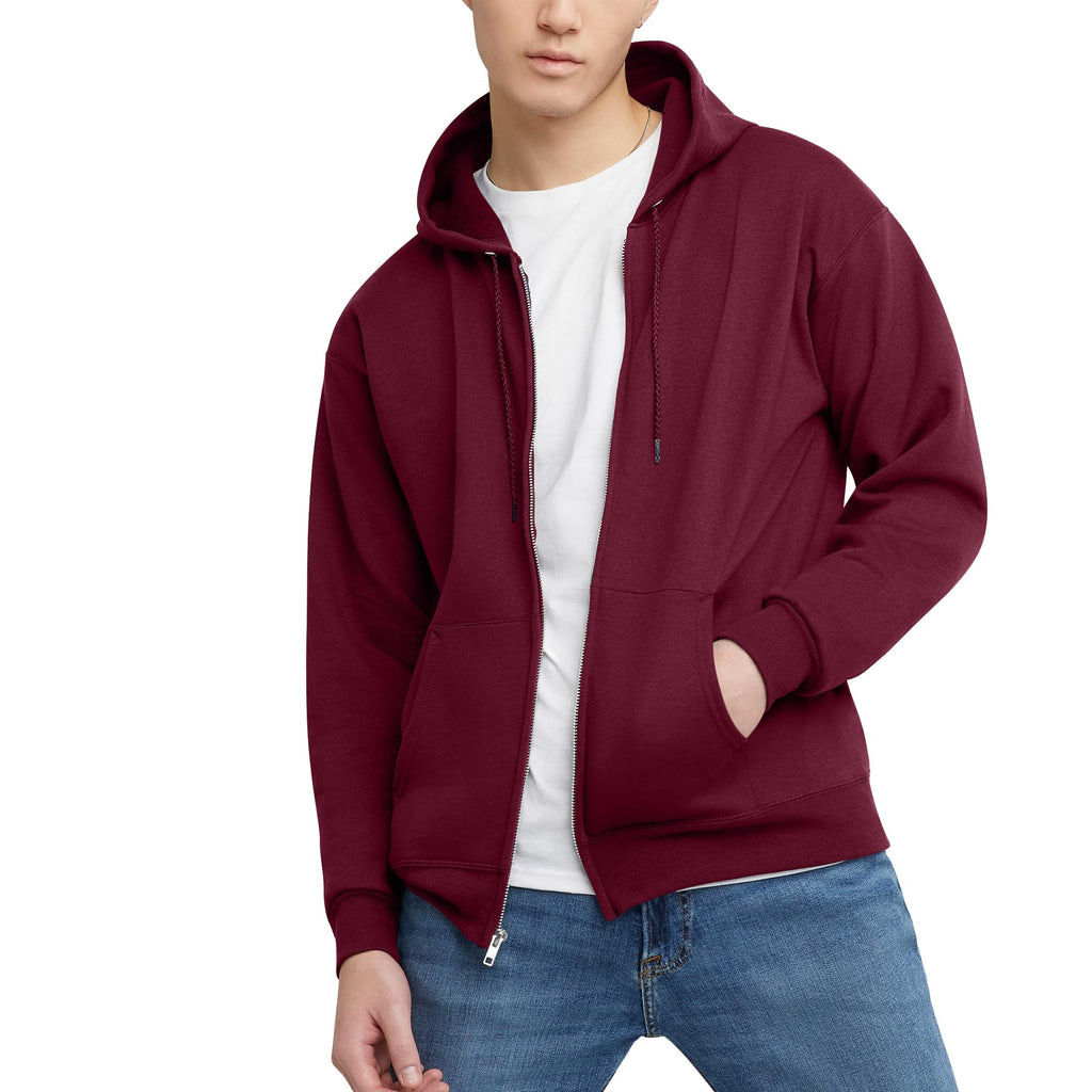 Hanes Men's Full-Zip Eco-Smart Hoodie, Light Blue, XX-Large Econic Blanks