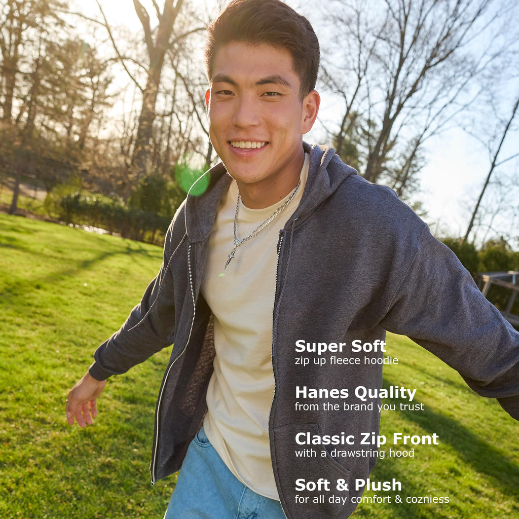 Hanes Men's Full-Zip Eco-Smart Hoodie, Light Blue, XX-Large Econic Blanks