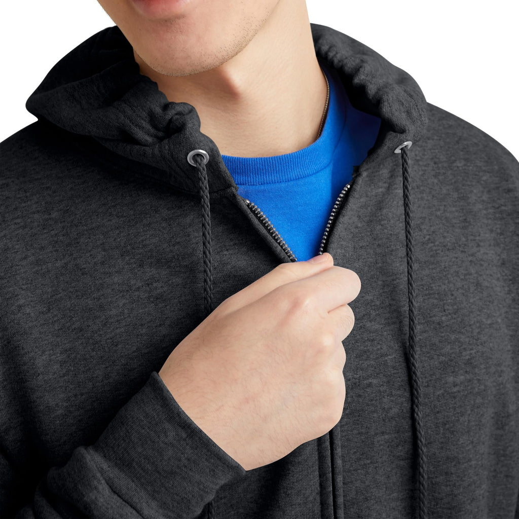 Hanes Men's Full-Zip Eco-Smart Hoodie, Light Blue, XX-Large Econic Blanks