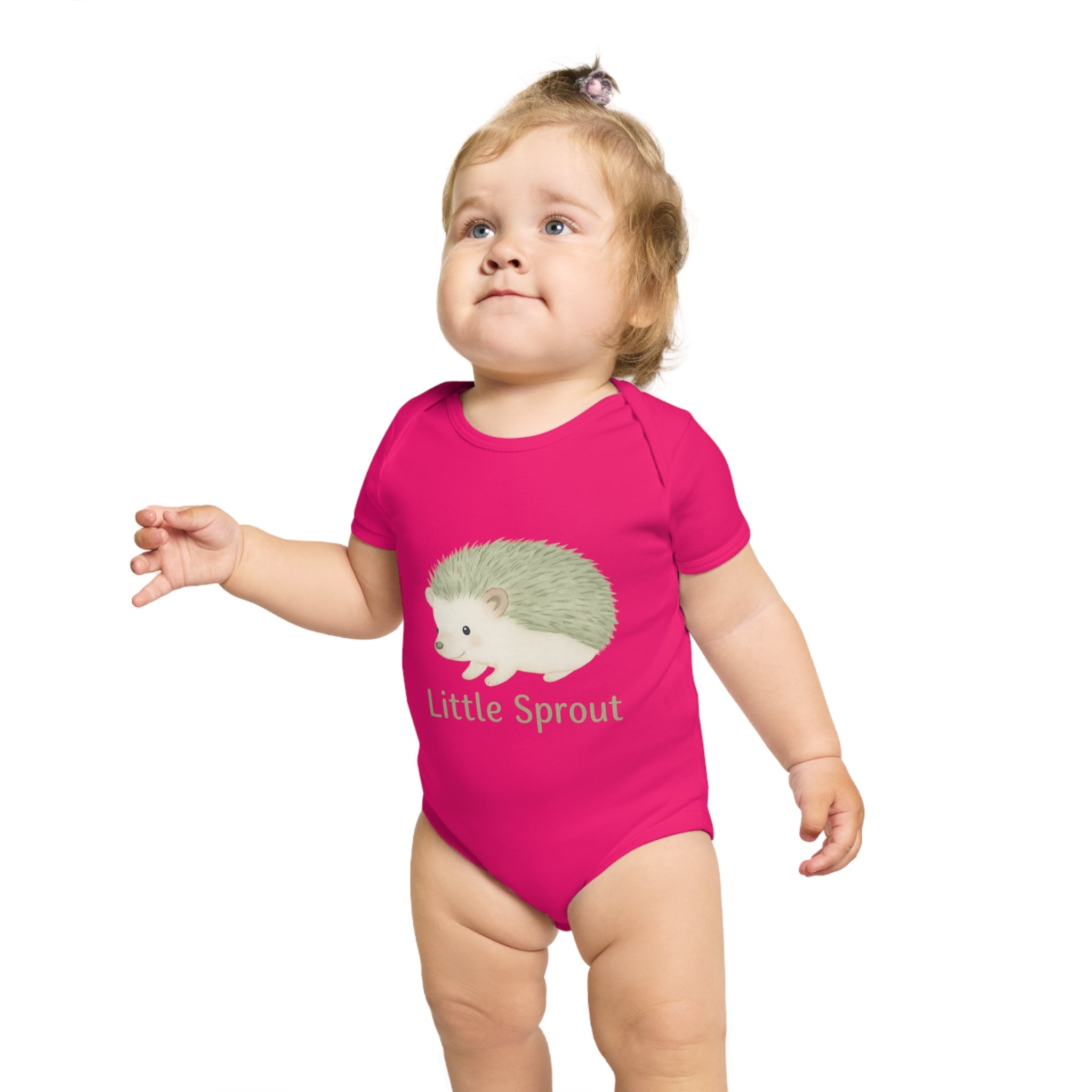 Hedgehog Short Sleeve Baby Bodysuit 'Little Sprout' Organic Cotton Gift for New Parents Printify