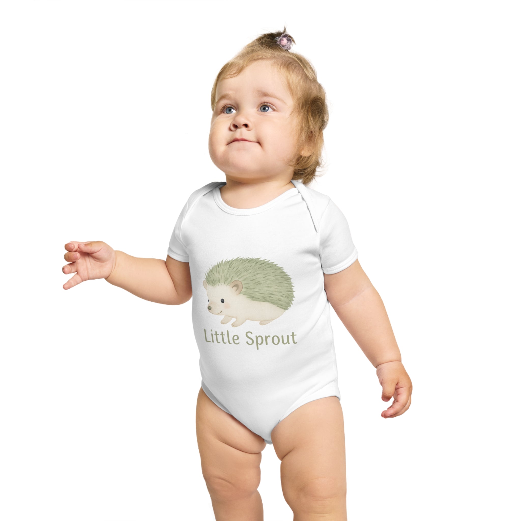 Hedgehog Short Sleeve Baby Bodysuit 'Little Sprout' Organic Cotton Gift for New Parents Printify