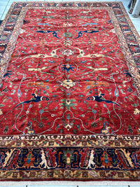 Hand-Knotted Afghani Bidjar Wool Rug – 9’x12’6” – Intricate Geometric & Floral Motifs