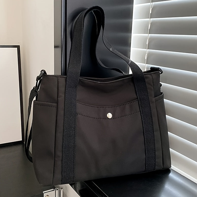 Large Capacity Nylon Crossbody Bag Casual Solid Color Messenger Shoulder Bag with Removable Strap Quick Pick Grocers