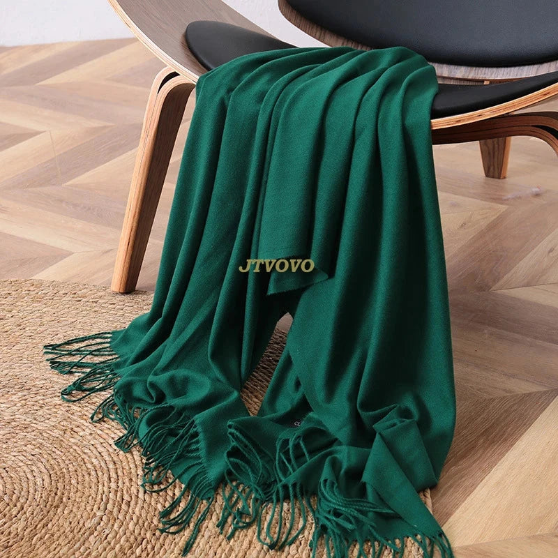 2022 fashion Tassels women scarf shawls and Wraps lady Designer solid female hijab stoles long pashmina foulard head scarves Econic Blanks