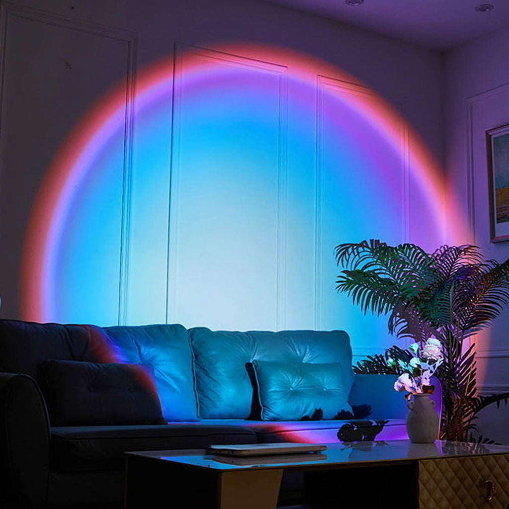 Rainbow projection lamp, USB decorative sunset atmosphere lamp, multi-angle rotatable, suitable for home living room and bedroom Quick Pick Grocers