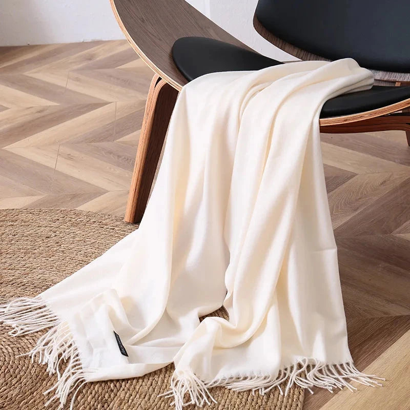2022 fashion Tassels women scarf shawls and Wraps lady Designer solid female hijab stoles long pashmina foulard head scarves Econic Blanks