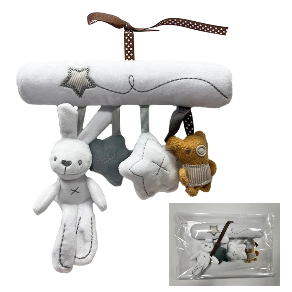 2025 New Hanging Bed Rabbit Baby Hand Bell Safety Seat Plush Toy Multifunctional Plush Toy Stroller Mobile Gifts Purest Peak