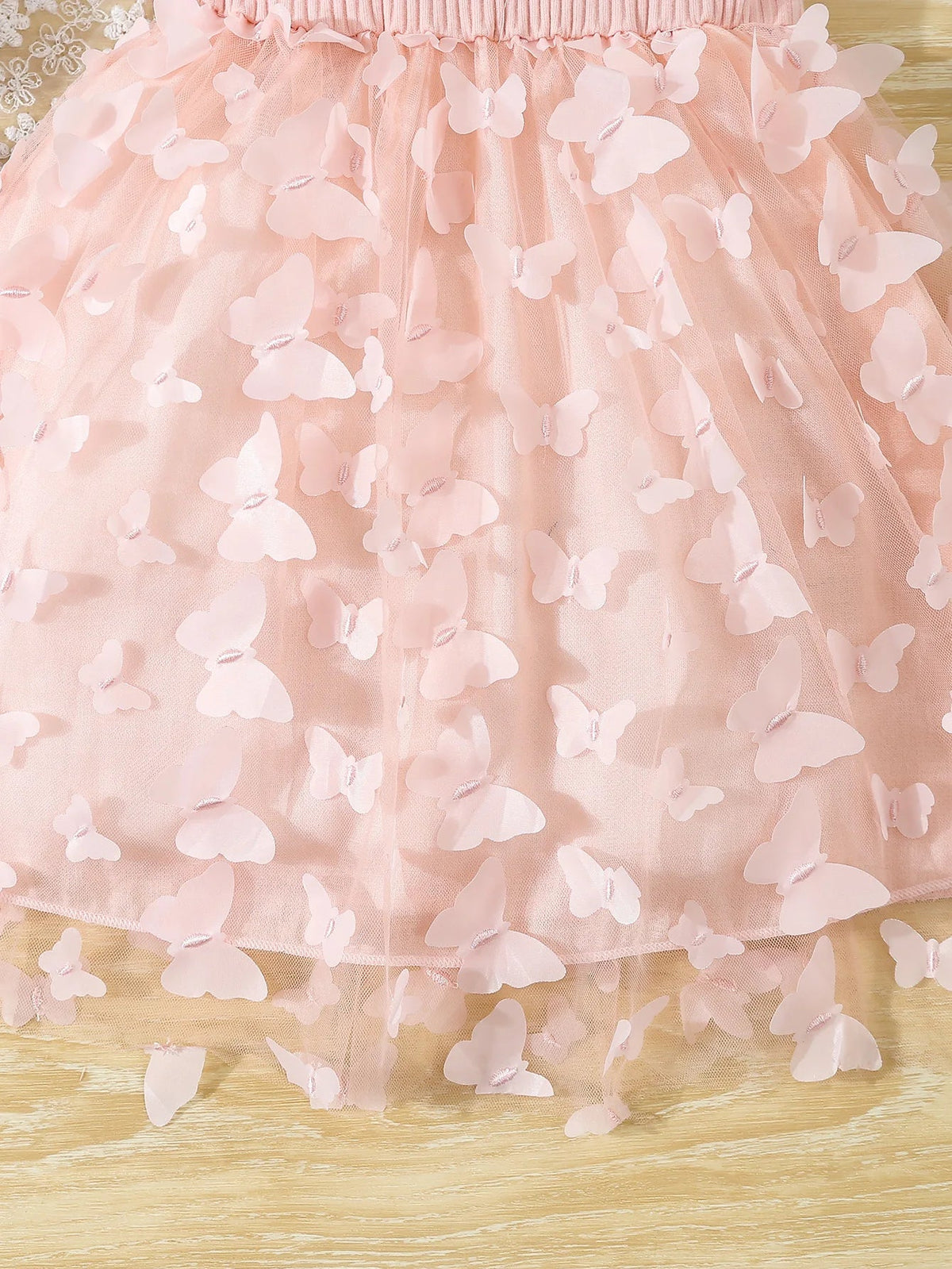 Summer Toddler  Kids  Girl's Clothes  Baby's Butterfly Decor Mesh Splicing Cami Dress Elegant Sleeveless Princess Dress Quick Pick Grocers