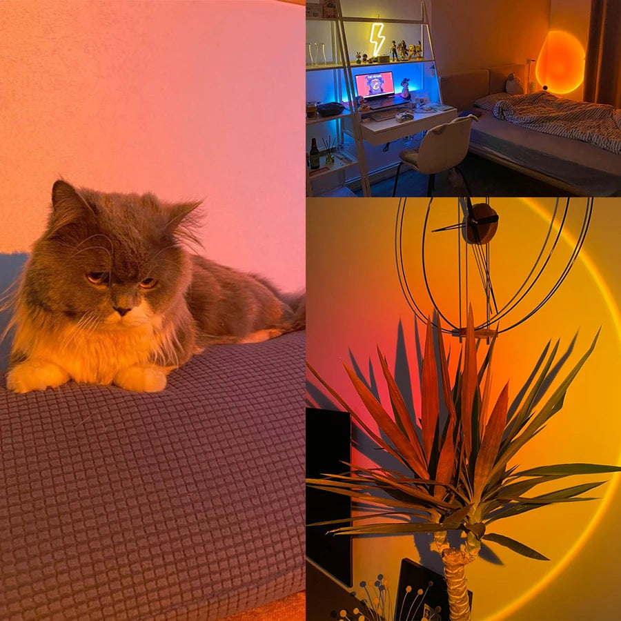 Smart Sunset Lamp Tuya LED Night Ligh USB RGB Smart Life APP Remote Projection For Room Decoration Photography Festival Birth Quick Pick Grocers
