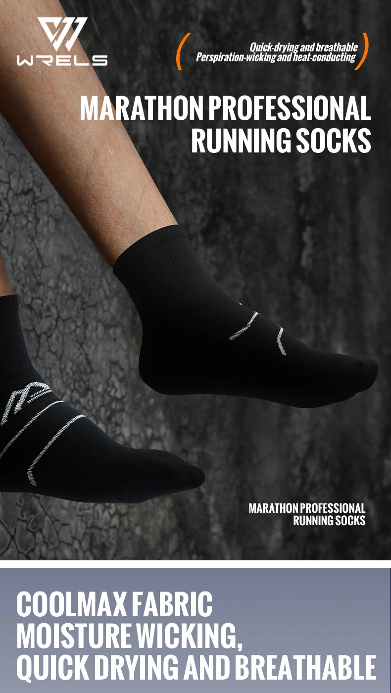 WRELS Professional Marathon Running Fitness Short Socks Women Men Sweat-absorbent Anti-friction Breathable Men's Athletic Socks Quick Pick Grocers