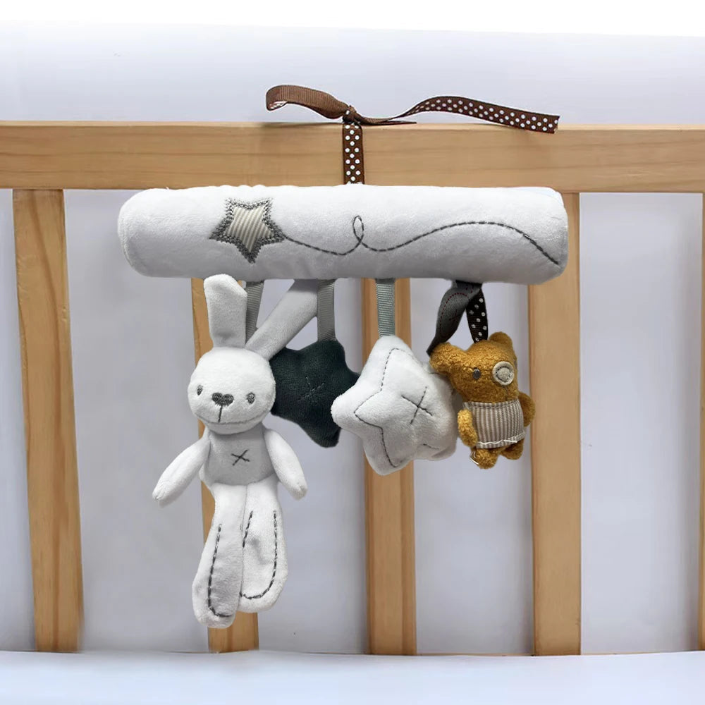 2025 New Hanging Bed Rabbit Baby Hand Bell Safety Seat Plush Toy Multifunctional Plush Toy Stroller Mobile Gifts Purest Peak