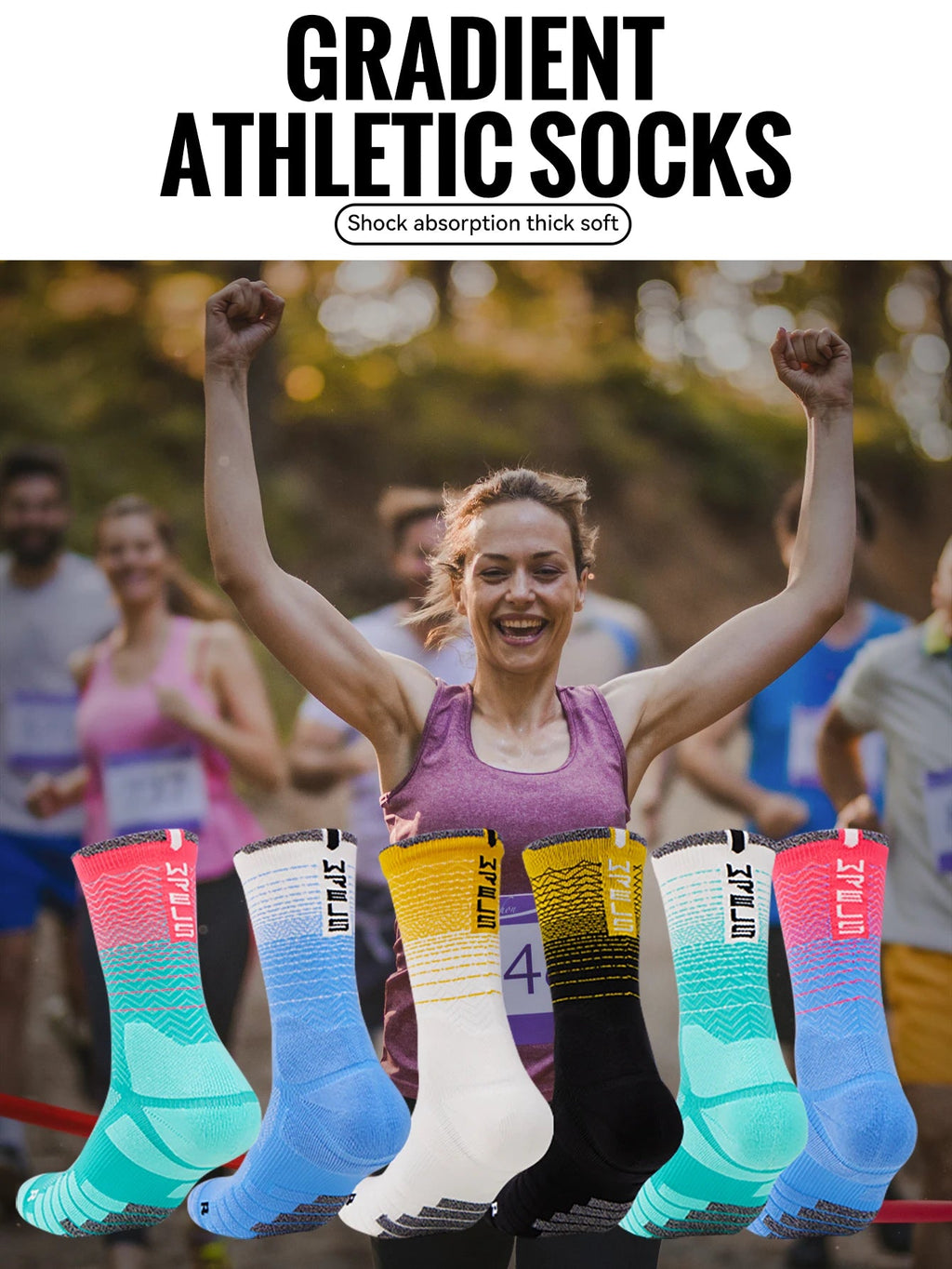WRELS 1/2/3 Cushioned Sports Athletic Socks Breathable Running Socks Cushion Padded Moisture Wicking For Walking Hiking Running Quick Pick Grocers