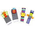 4Pcs Baby Toy 0-12 Months Baby Rattles Toys Animal Socks Wrist Strap + Rattle Baby Foot Socks Bug Wrist Strap Baby Socks New Econic Blanks