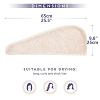 Solid color hair towel Textured dry hair cap 9.8 "X 25.5" absorbent hair towel wrap for button-down women Econic Blanks
