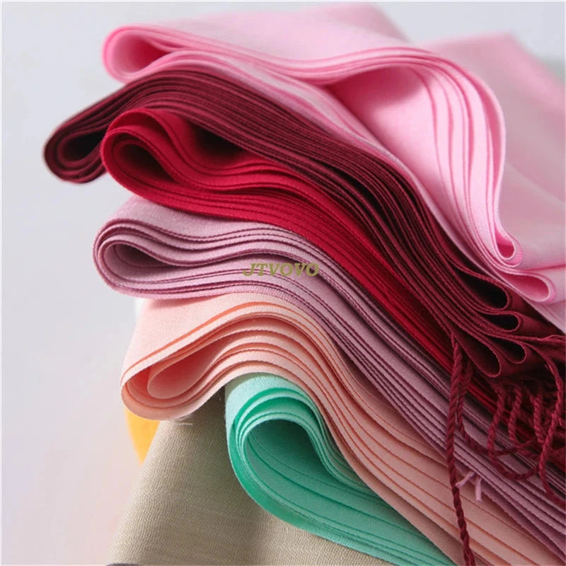 2022 fashion Tassels women scarf shawls and Wraps lady Designer solid female hijab stoles long pashmina foulard head scarves Econic Blanks
