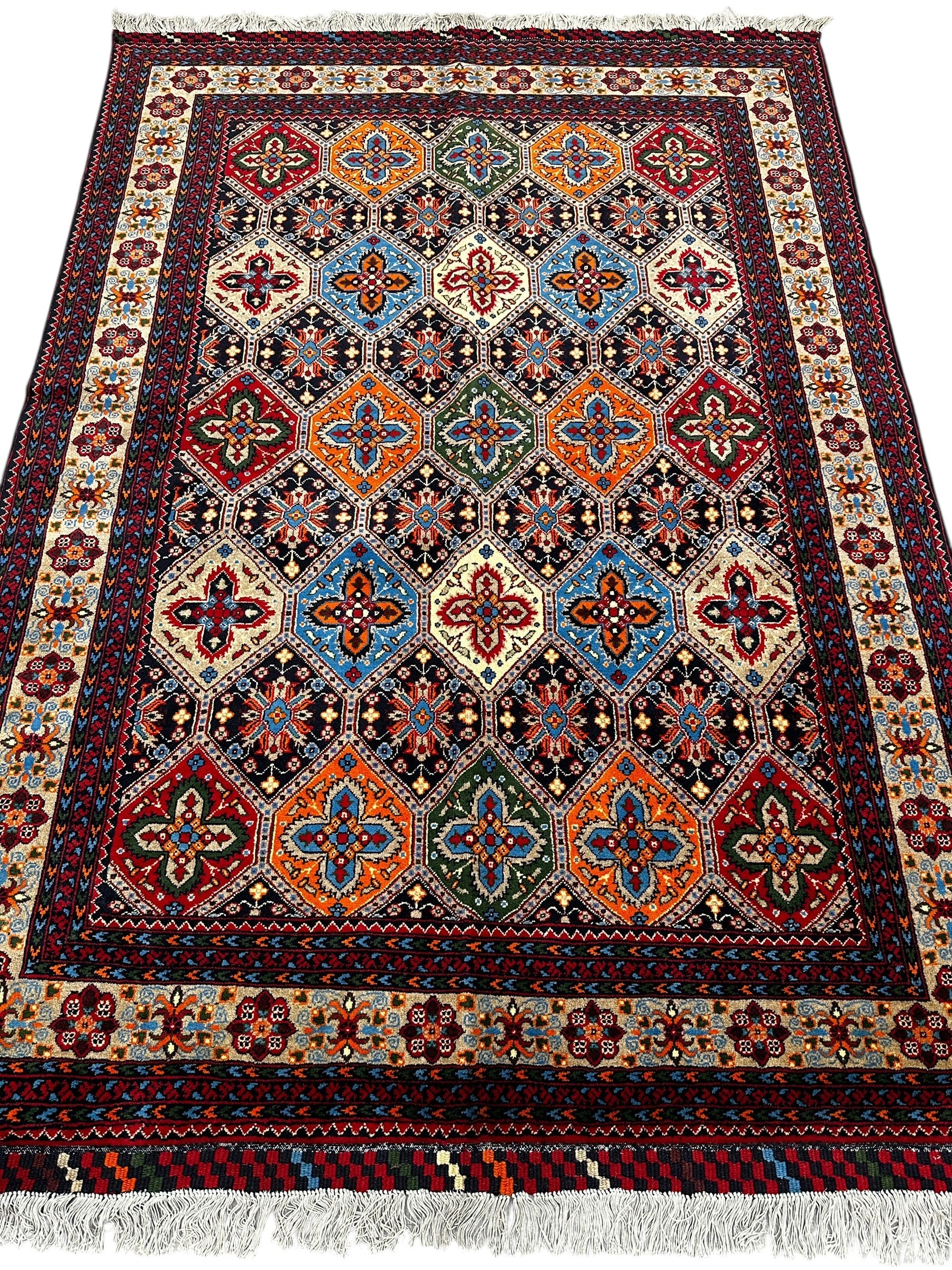 Hand-Knotted Afghani Kashi Wool Rug – 4’9″  x  6’10″