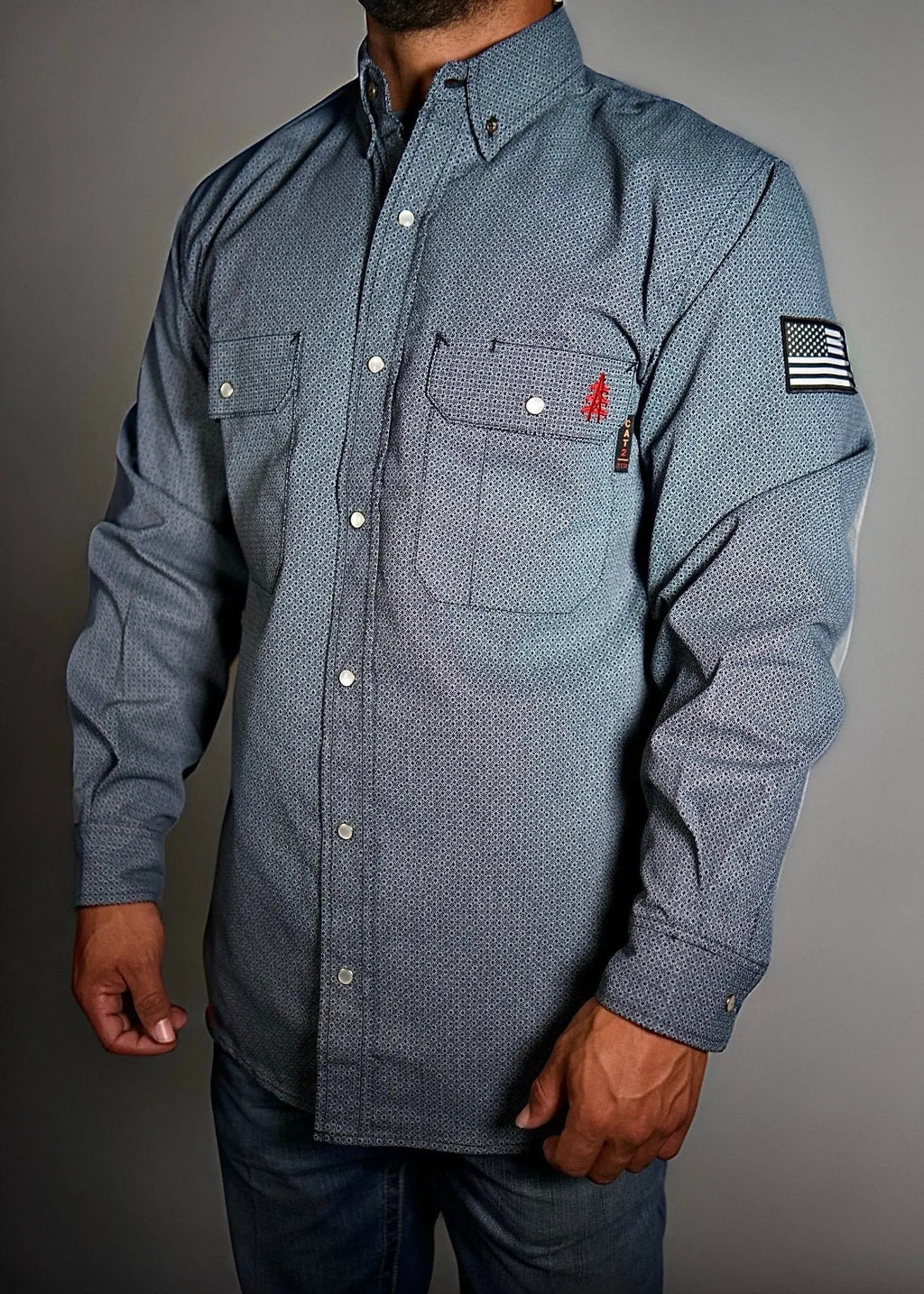 FR Pearl Snap Work Shirt - Forged Gray Static FR