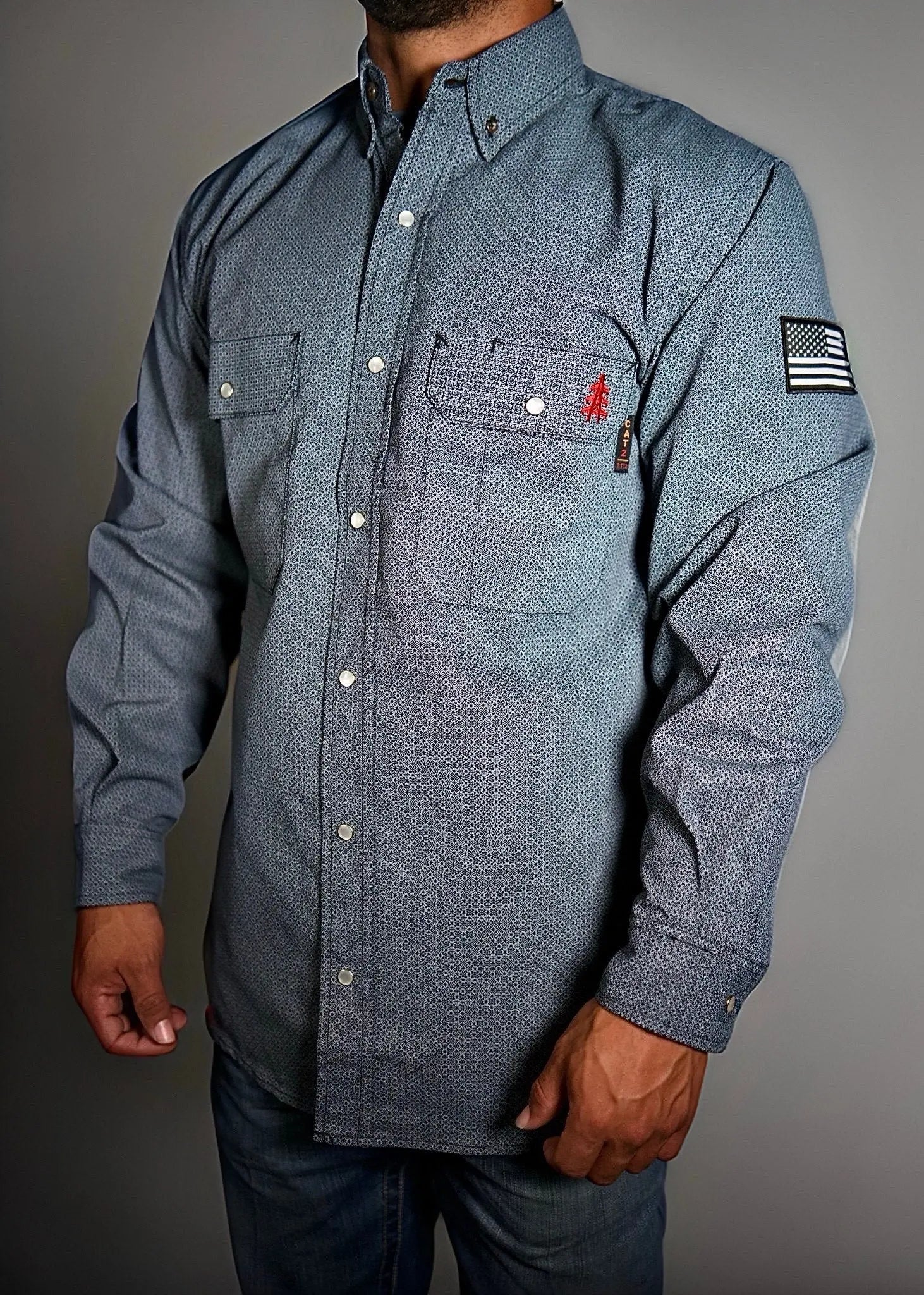 FR Pearl Snap Work Shirt - Forged Gray Static FR