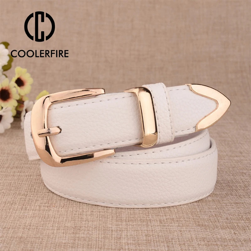 Fashion Women Genuine Leather Belts High Quality Gold Buckle Best Matching Dress Jeans Belts for Lady LB2146 Quick Pick Grocers