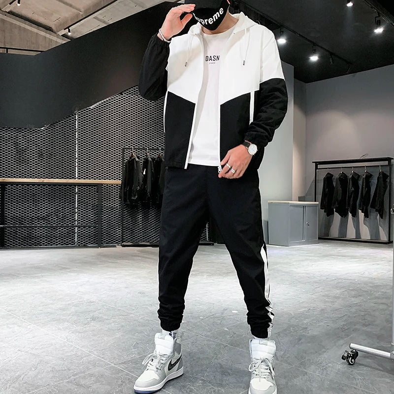 2026 Men Tracksuit Casual Joggers Hooded Sportswear Jackets And Pants 2 Piece Sets Hip Hop Running Sports Suit Quick Pick Grocers