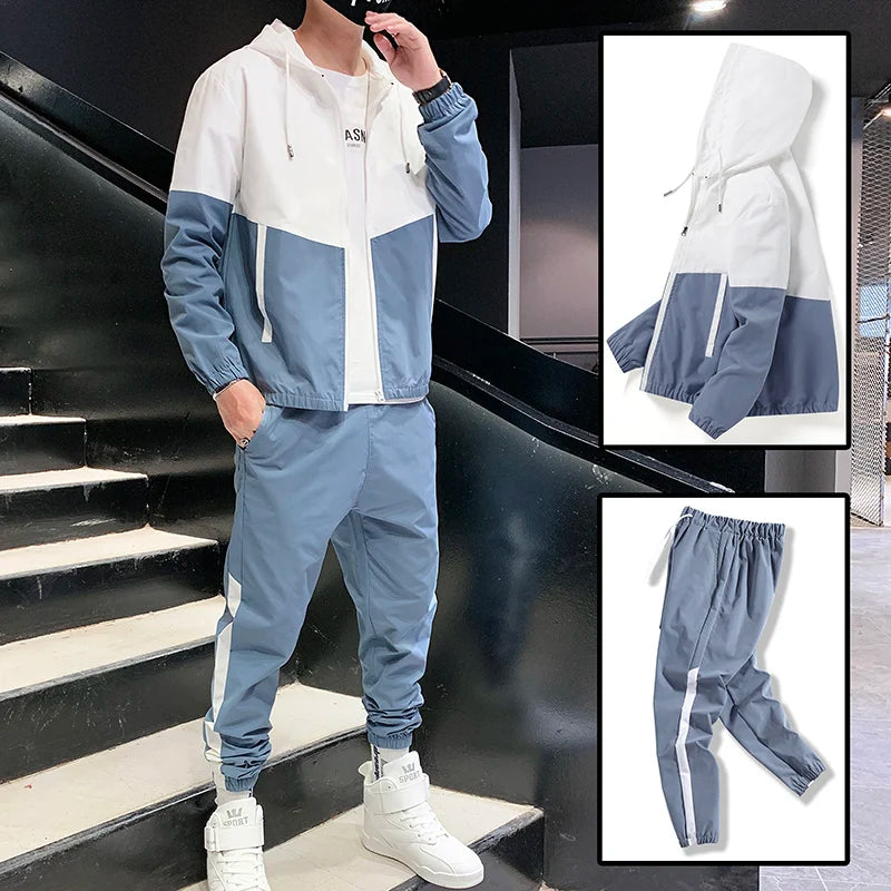 2026 Men Tracksuit Casual Joggers Hooded Sportswear Jackets And Pants 2 Piece Sets Hip Hop Running Sports Suit Quick Pick Grocers