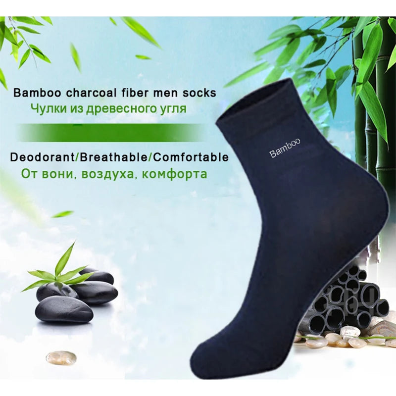 10Pairs/Lot Men Bamboo Socks Brand Comfortable Breathable Casual Business Men's Crew Socks High Quality Guarantee Sox Male Gift Quick Pick Grocers