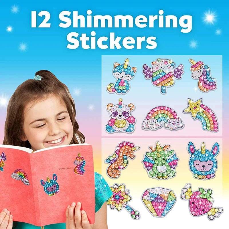 12 Create Big Gem Diamond Painting Sticker Kit Art Craft Girls Boys Unicorn Animal Sealife Magical Mosaic Dot Sticky Toys Gifts Econic Blanks