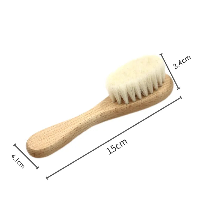 Hot Sales Safety Good Quality   Natural Wool beech Wooden Comb  Kids  Baby Hair Brush Purest Peak